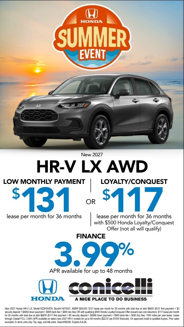 $131/mo. leases a New 2027 HR-V LX AWD! Claim this Special...