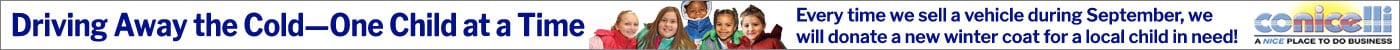Driving Away the Cold, One Child at a Time. Every time we sell a vehicle in September, we will donate a new winter coat for a local child in need!