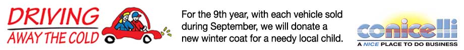 For the 9th year, with each vehicle sold during September, we will donate a new winter coat for a needy local child.