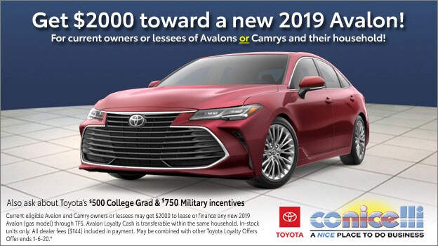 Get $2000 toward a new 2019 Avalon at Conicelli Toyota - Click for details...
