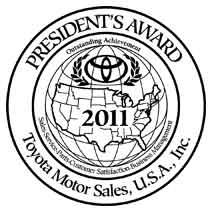 Conicelli Toyota of Conshohocken was awarded the 2011 President's Award from Toyota Motor Sales