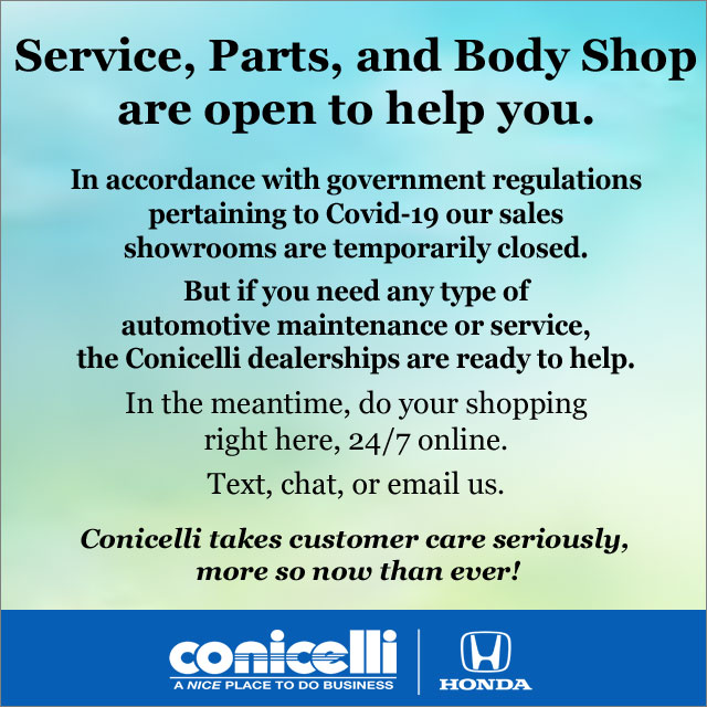 Service, Parts, and Body Shop are open to help you. Sales showrooms are temporarily closed, but you can call, text, or chat.