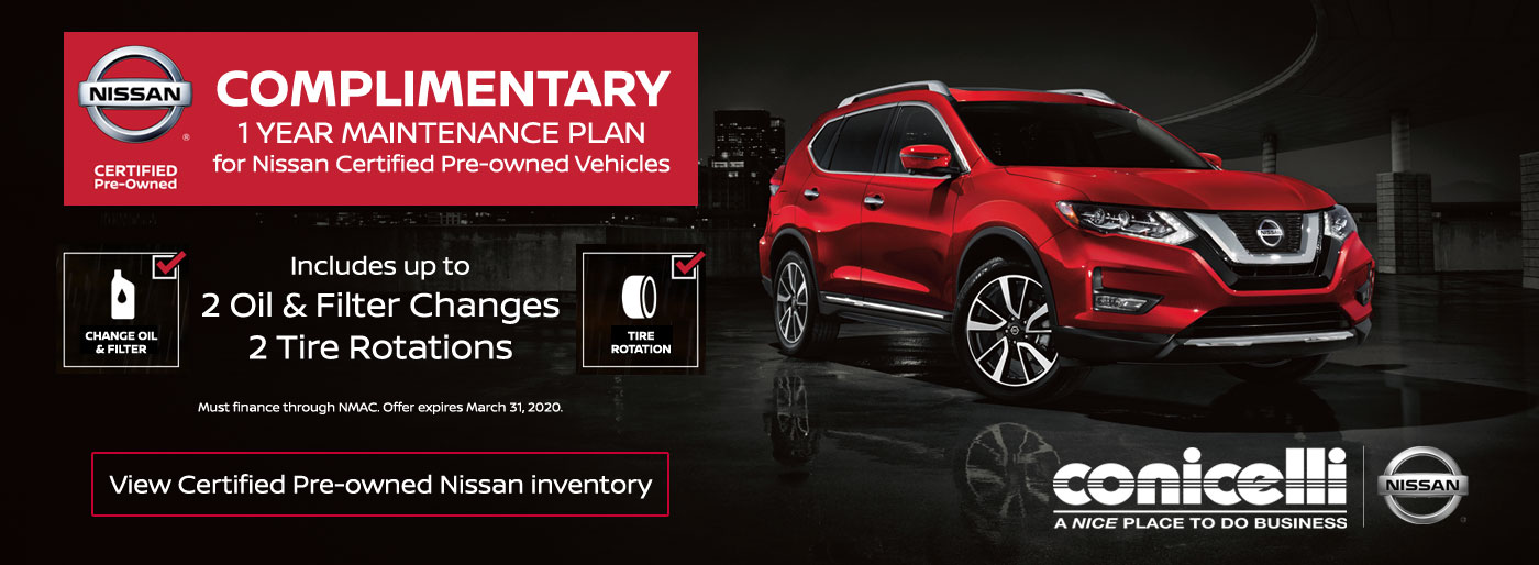 Complimentary 1 Year Maintenance Plan when you buy a Certified Pre-owned Nissan! Click to see Certified Nissans in stock...