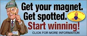 Get your magnet. Get Spotted. Start Winning! Click for more
information about the I Spy Mr. Nice Guy contest at Conicelli Autoplex.