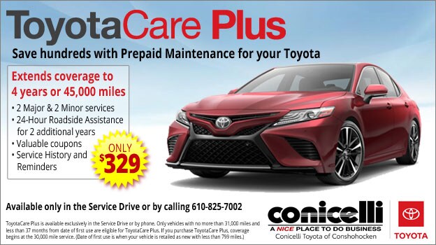 Save hundreds with ToyotaCare Plus Prepaid Maintenance - Call 610-825-7002