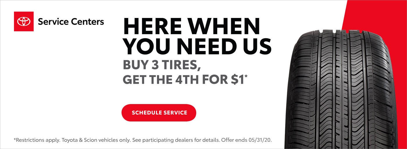 Buy 3 Tires, Get the 4th for $1! Click to schedule service...