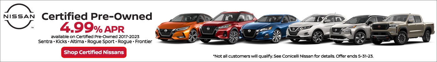 4.99% APR available on select Nissan Certified models - Click to shop now...