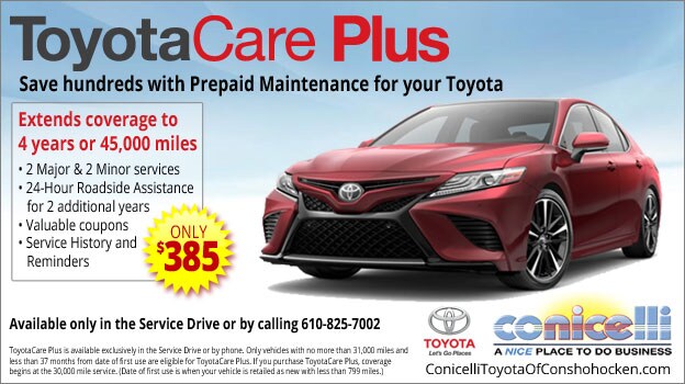 Save hundreds with ToyotaCare Plus Prepaid Maintenance - Call 610-825-7002.