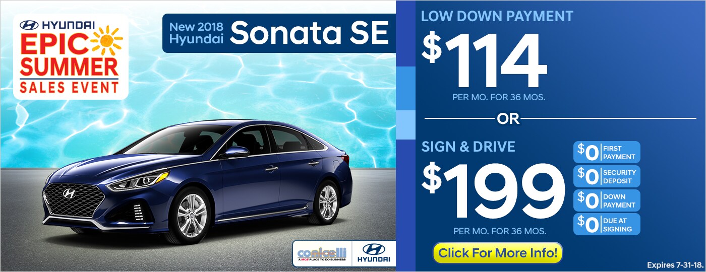 $114/mo. OR $199/mo.
leases a New 2018 Hyundai Sonata SE! Click for details...