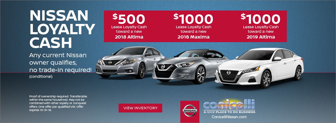 Get a special limited-time Loyalty Cash incentive from Nissan worth up to $1000