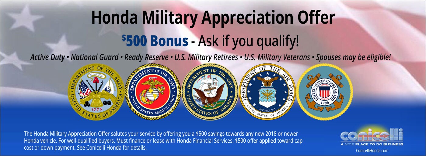 $500 Honda Military Appreciation Offer!