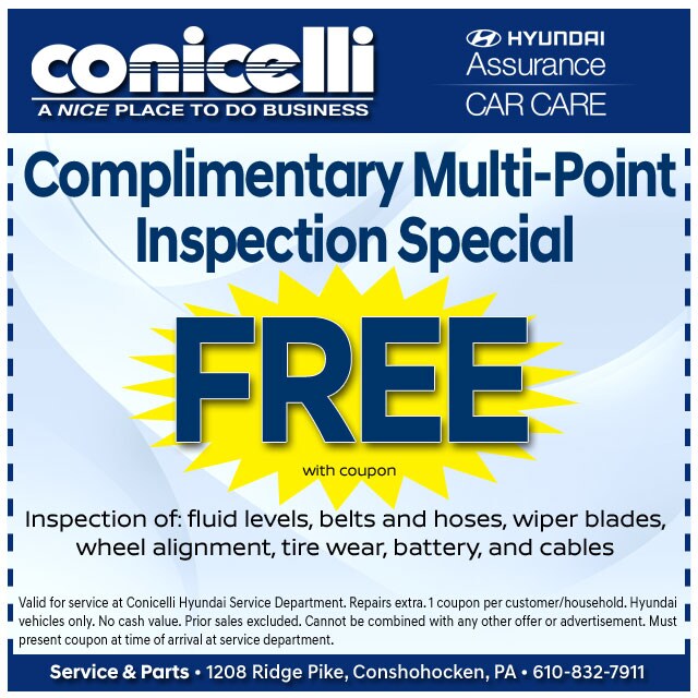 FREE Multi-Point Inspection at Conicelli Hyundail Click to schedule service...