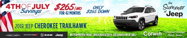 2019 Jeep Cherokee Trailhawk 4th of July Savings | Springfield, MO 2019 Jeep Cherokee Trailhawk 4th of July Savings | Springfield, MO