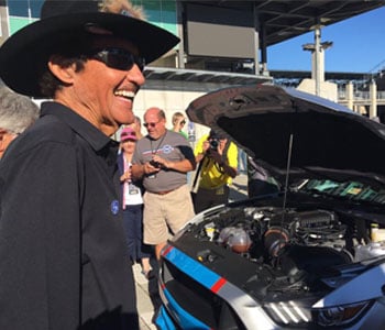 county-ford-mustang-gt-king-richard-petty.jpg Richard Petty looks at the engine of the Ford Mustang GT King Premier Edition