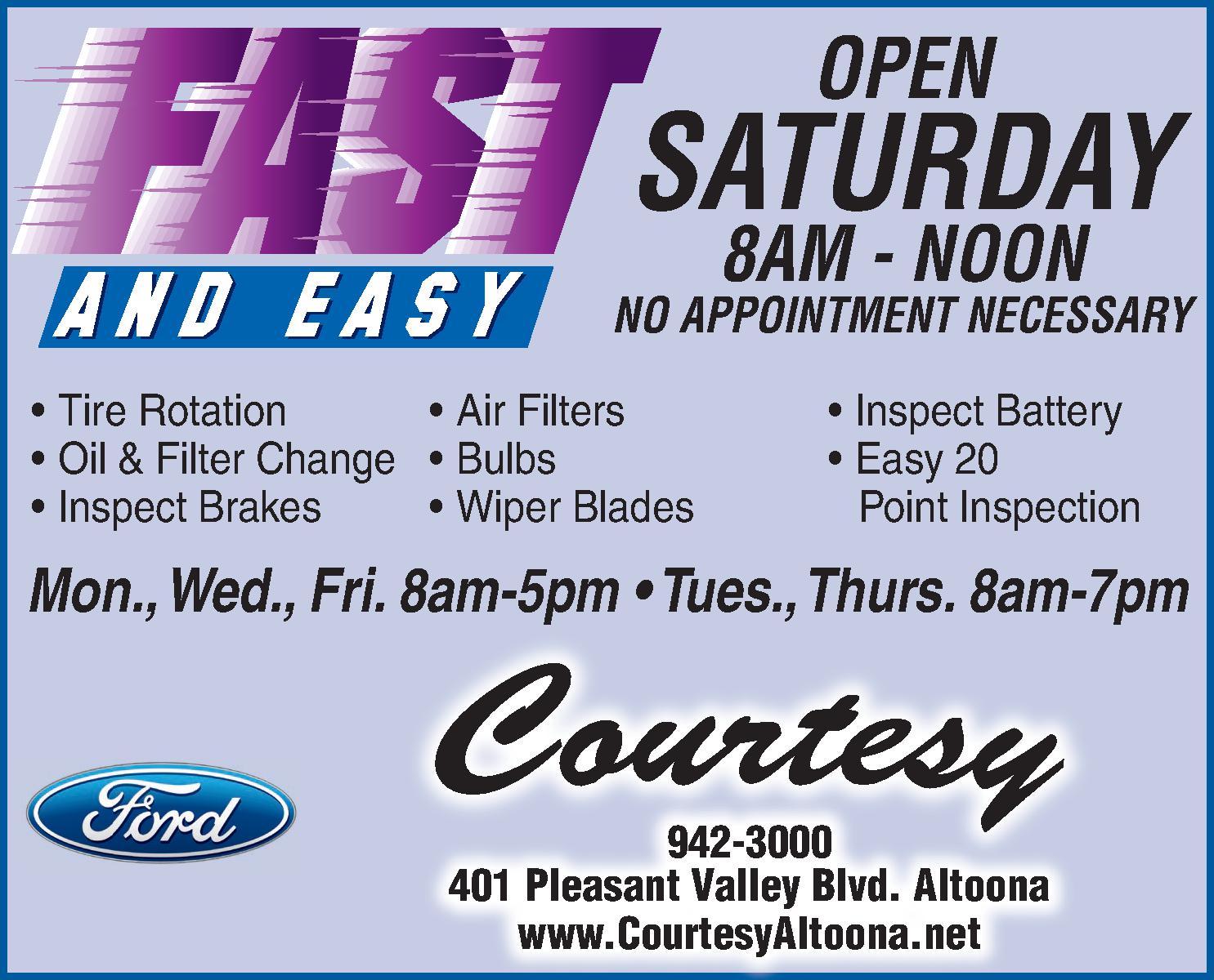 Courtesy Ford Lincoln Kia Oil Change Altoona