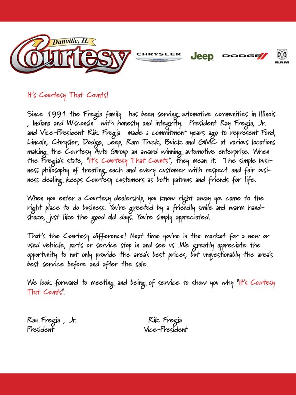 why courtesy letter to customers