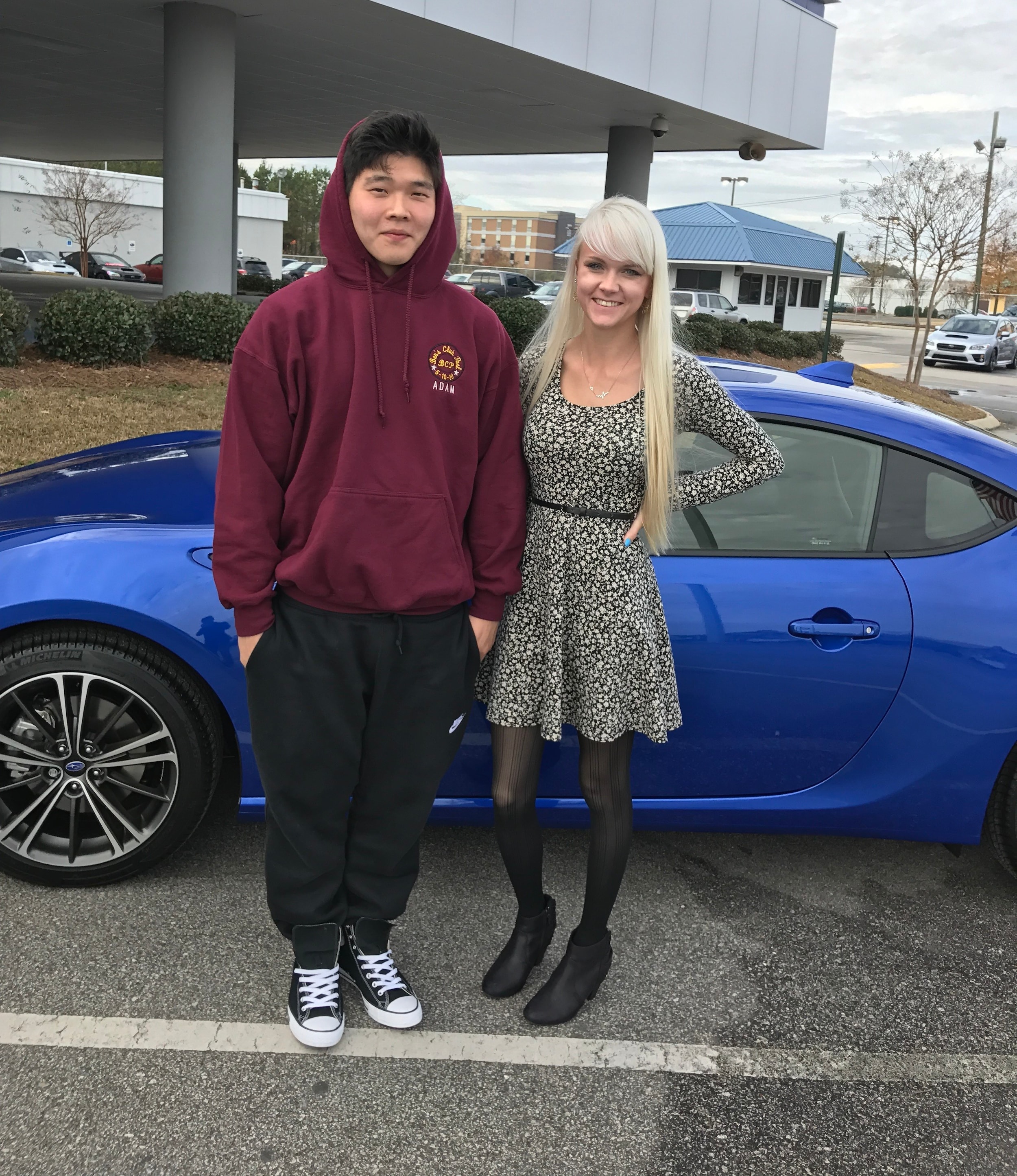 Ed Kim with Sales Advisor Ava Kunkel. This is Ed's first car - the 2016 BRZ!.JPG