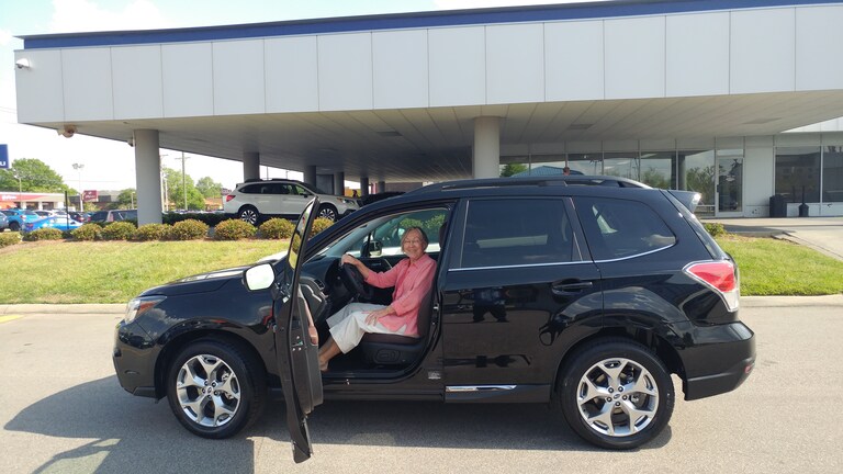 Mrs. Stevenson with her new 2017 Forester.jpg