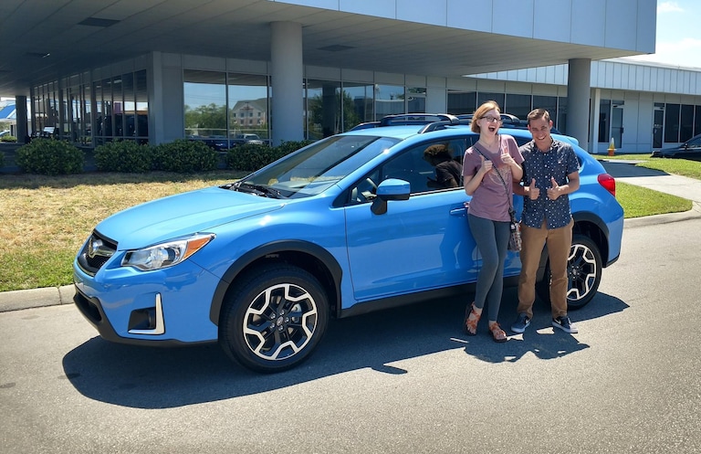 Caroline and Travis in front of Carolines first Subie- a 2017 Crosstrek!.jpg