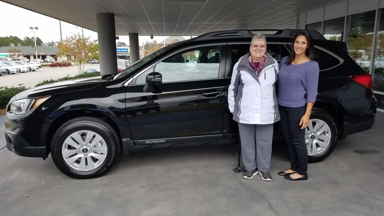 Patty Bauer with Leidy Rhines and Patty's new 2017 Outback.jpg