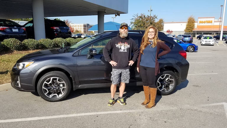 Brian Klamer with Senior Sales Advisor Emily Bracey. This is his first Subaru - a Crosstrek!.jpg