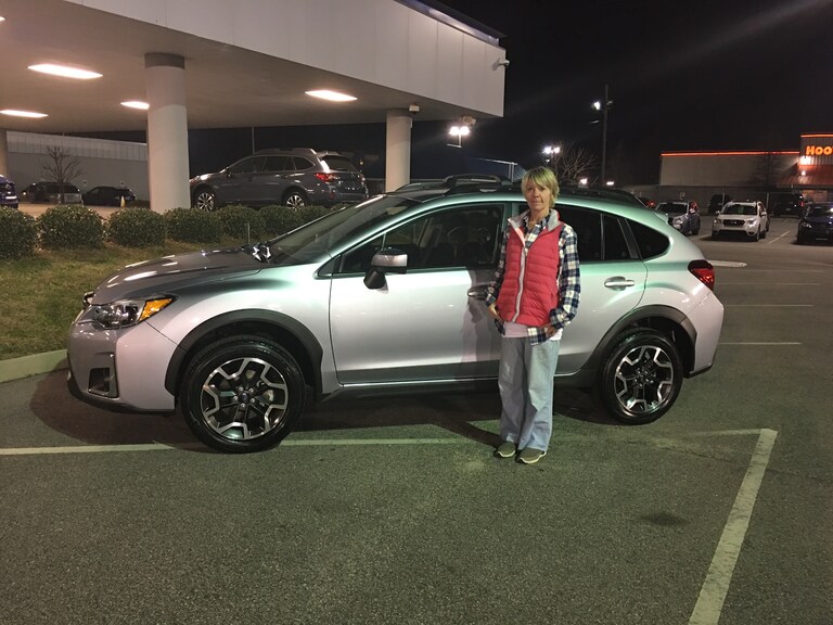 Ms. Hohner with her new 2017 Crosstrek.JPG