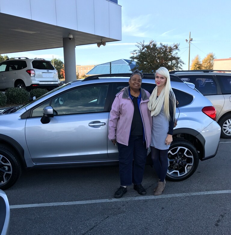 Edwina Cousar with her 2017 Crosstrek. After 61 years, she's driving manual again!.JPG