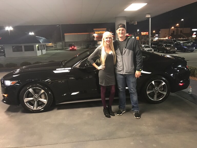 Donny with Sales Advisor Ava and his 2015 Mustang.JPG