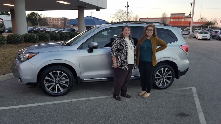 Mary Howie with Sr Sales Advisor Emily Bracey. 2017 Forester XT Touring.jpg