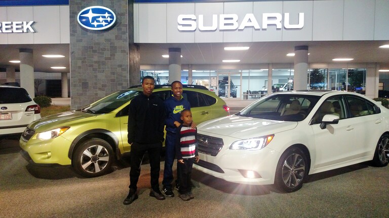 The Owen kids saying goodbye to the old Subaru Crosstrek Hybid and welcoming the new Subaru Legacy! #SubaruFamily #Subaru4life.jpg