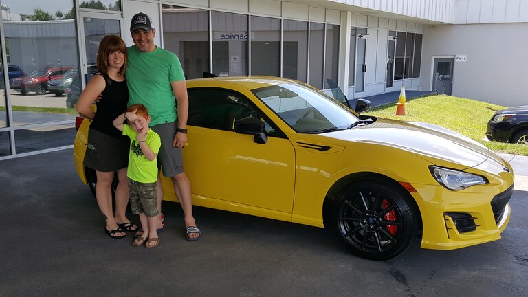Gregory, Melanie and Nolan in front of their new, Special Edition, 2017 Subaru BRZ Series.Yellow.jpg