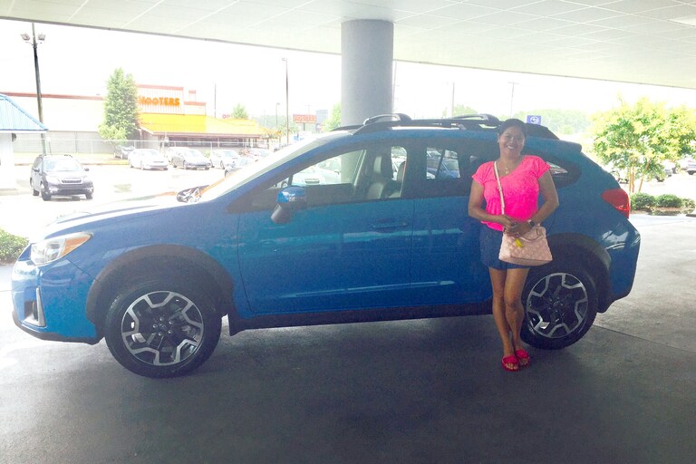 Rhona with her new 2017 Crosstrek.jpg