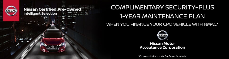 Nissan Certified Pre-Owned Complimentary Security and 1-Year Maintenance