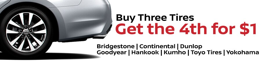 Buy Three, Get 1 Tire for $1 Tire Promotion at Crown Nissan of Greenville
