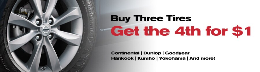Buy Three, Get 1 Tire for $1 Tire Promotion at Courtesy Nissan of Tampa