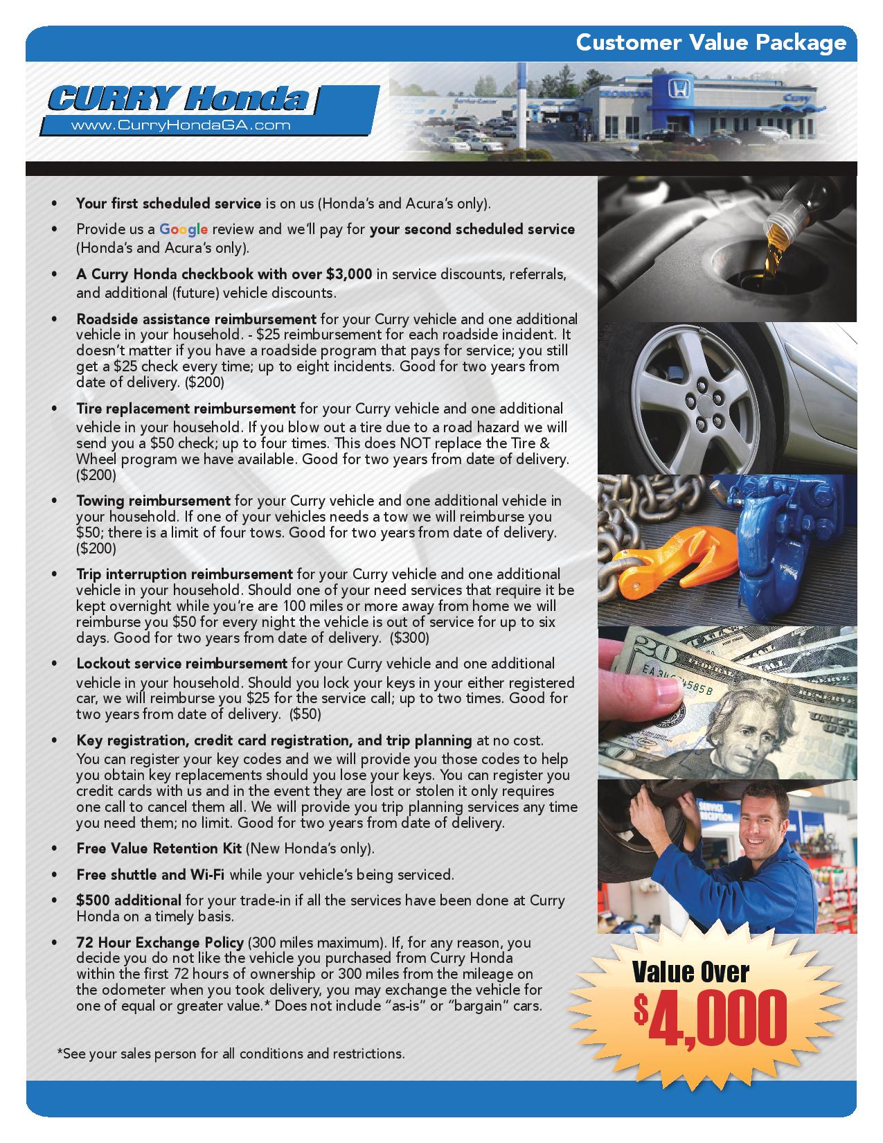 Curry Honda Customer Value Package