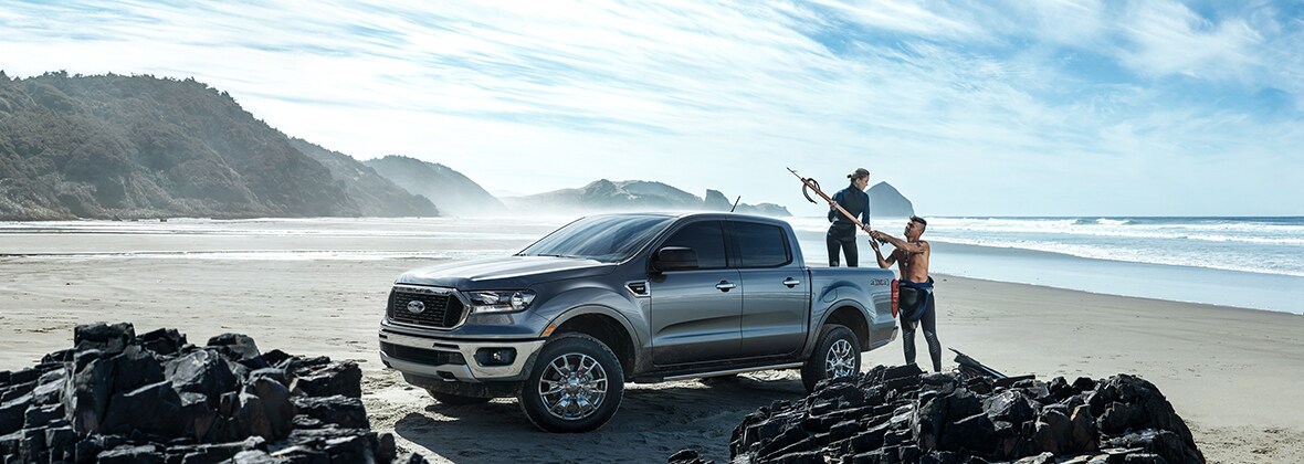 All New Ford Ranger on the beach with surfers