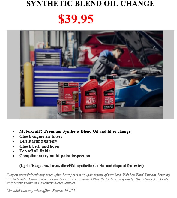 Synthetic Blend Oil Change May