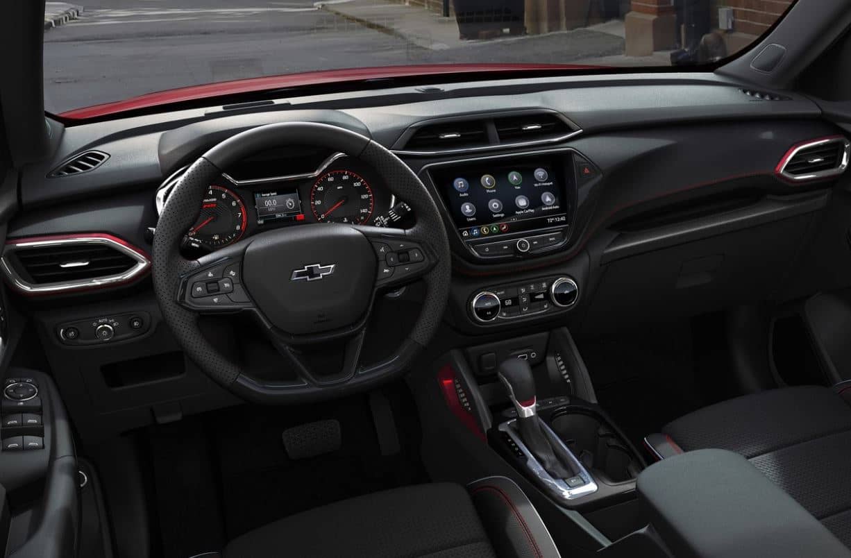 2022 Trailblazer Dash The dashboard of a 2022 Chevy Trailblazer SUV as it sits parked on the street