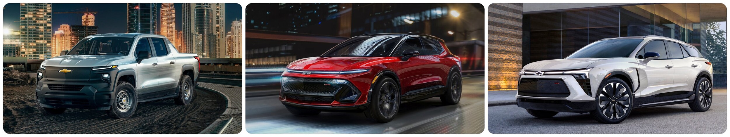 Electric and Hybrid Vehicles from Chevrolet.jpg 3 side views of the new electric vehicles from Chevy