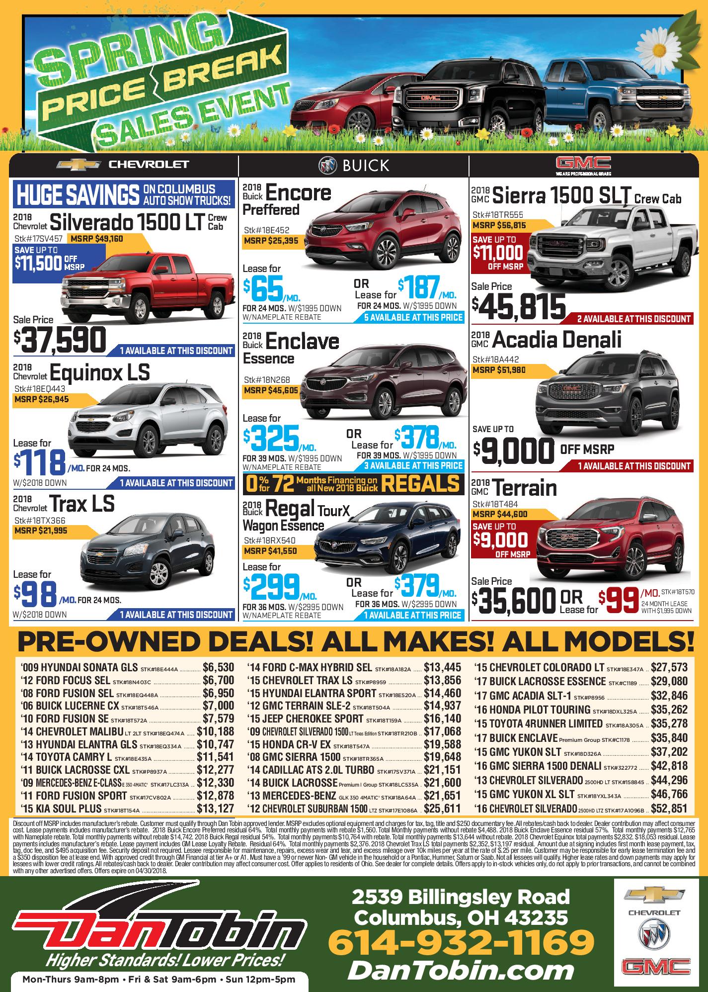 Spring Price Break Sales Event in Columbus OH