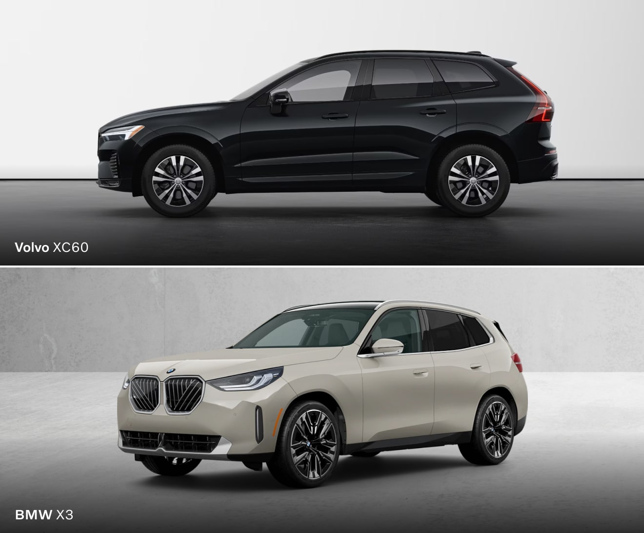 Spacious Volvo XC60 vs. BMW X3 Dimensions