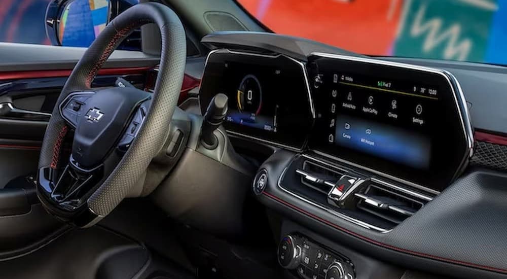 2024 Chevy Trailblazer-interior.jpg The black and red interior and dash are shown in a 2024 Chevy Trailblazer.