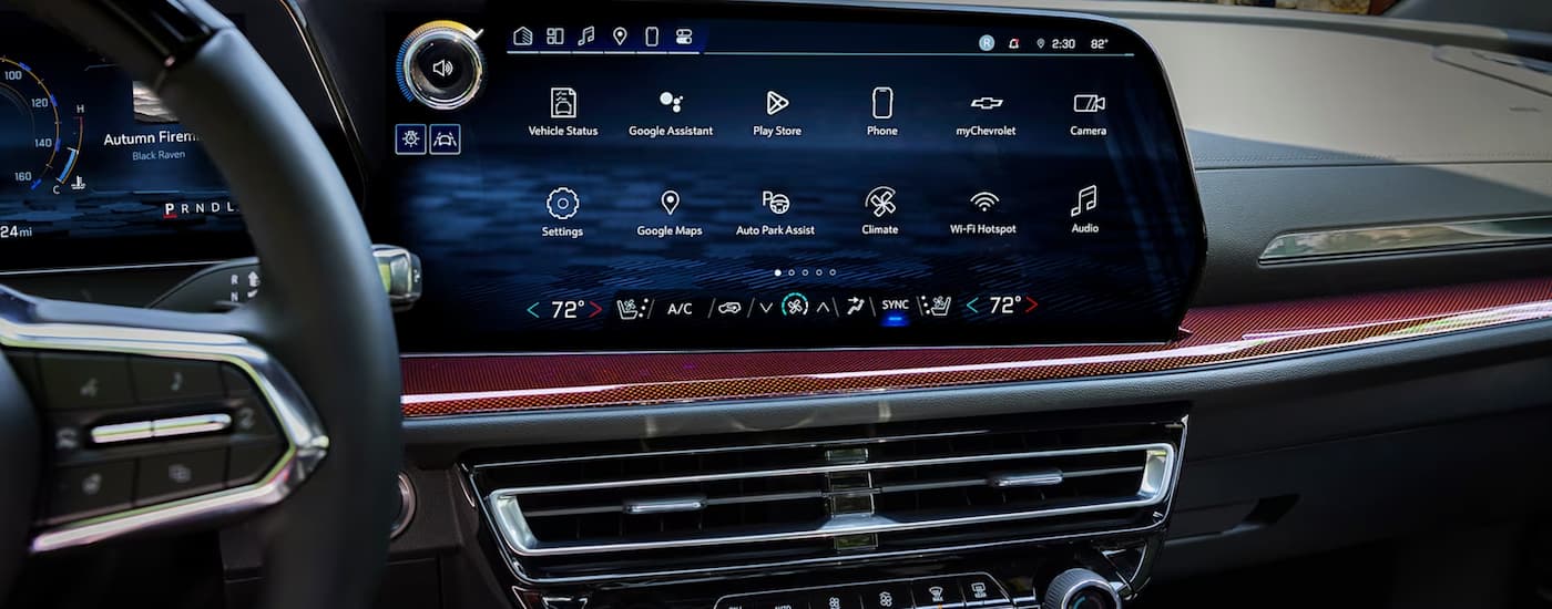 A close up of the infotainment screen in a 2024 Chevy Traverse Z71 is shown.