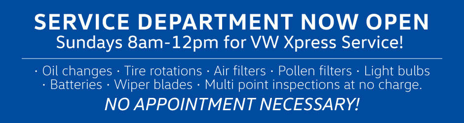 Service Department Now Open Sundays