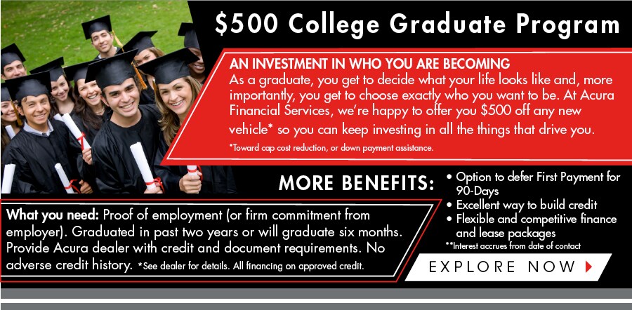 Save on a new Acura with the College Graduate Program