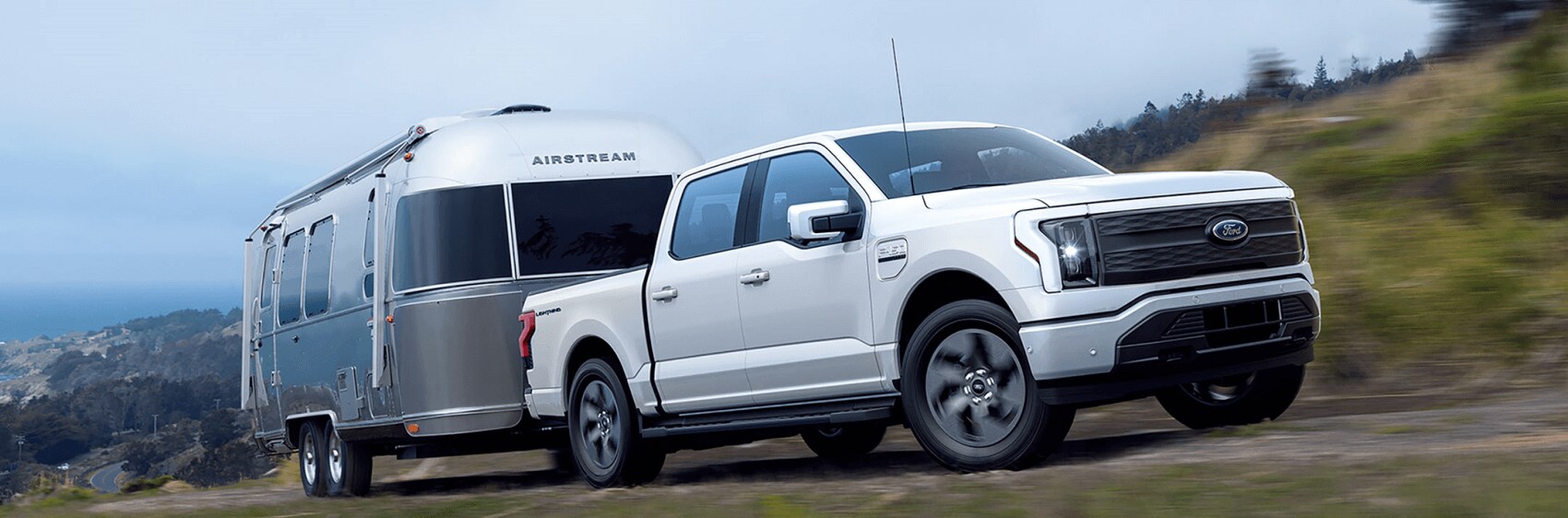 2022 Ford F-150 Lightning White Towing