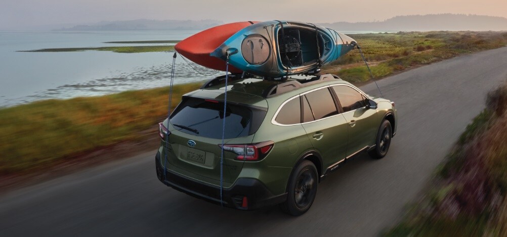 2020 Subaru Outback with Kayaks on the roof