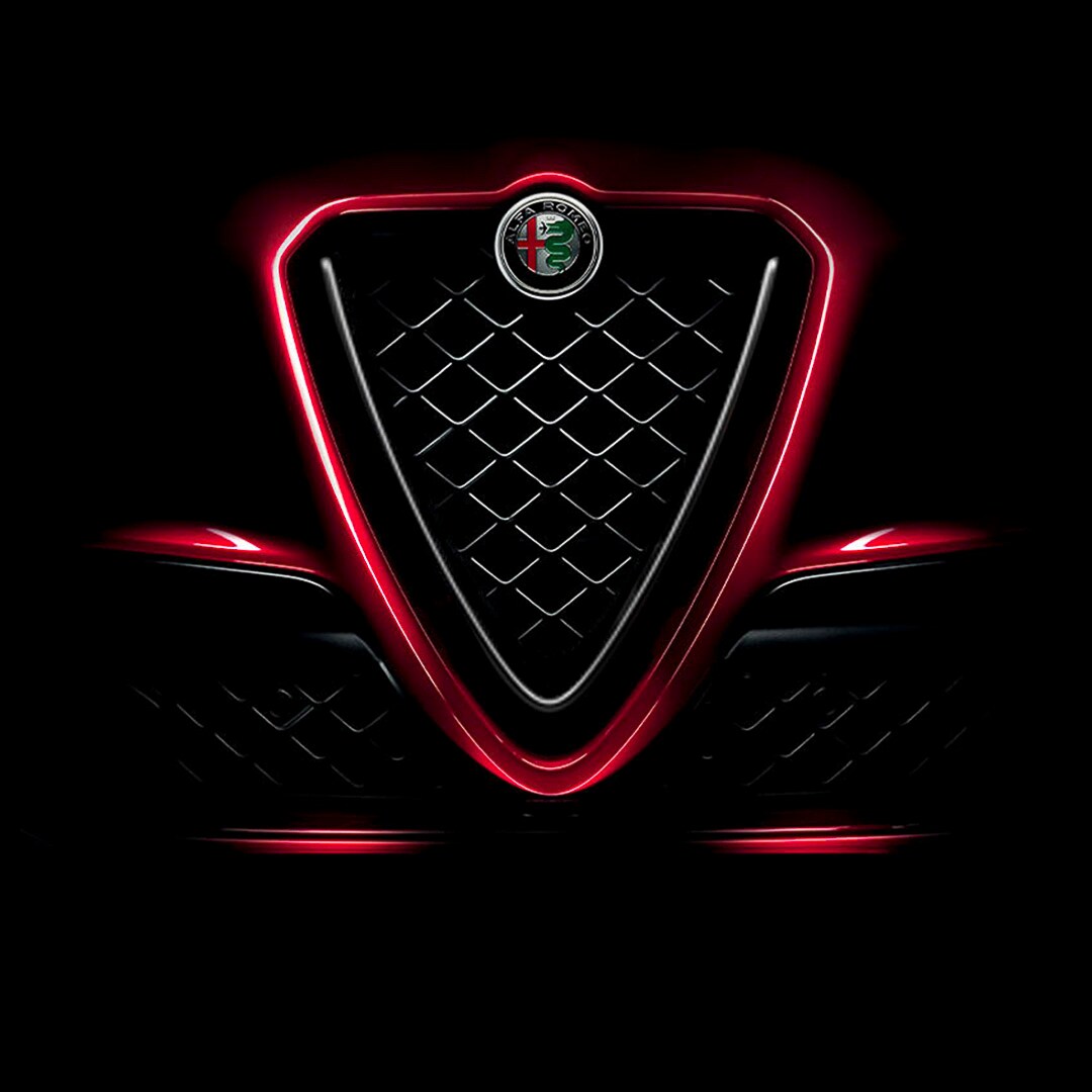La calandre de l'Alfa Romeo Stelvio Quadrifoglio 2021