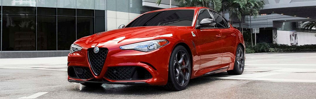vue trois quart avant de l'Alfa Romeo Giulia 2021